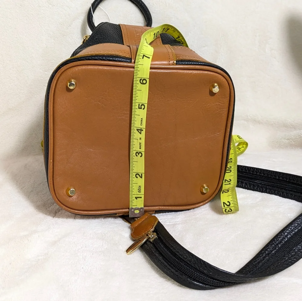 Valentina Convertible Black‎ Brown Leather Shoulder Crossbody Sling Backpack